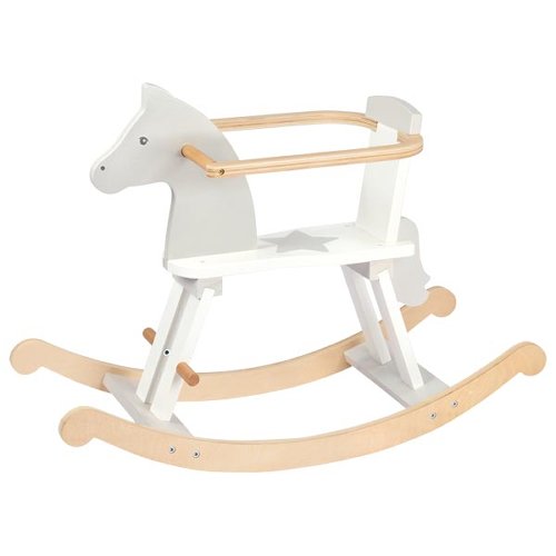 Schaukelpferd aus Holz – Baby & Kinder Schaukelspielzeug mit Rückenlehne (ab 1 Jahr)