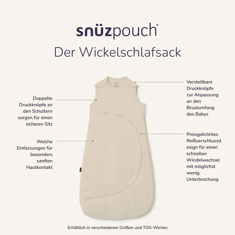 SnüzPouch Babyschlafsack 2,5 TOG – Sand Cloud & Cashmere Cross