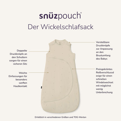 SnüzPouch Babyschlafsack 2,5 TOG – Sand Cloud & Cashmere Cross