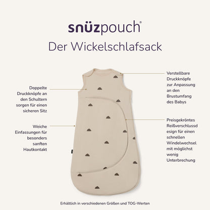 SnüzPouch Babyschlafsack 2,5 TOG – Sand Cloud & Cashmere Cross