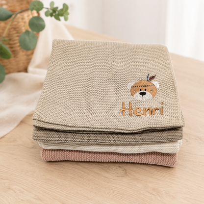 Personalisierte Babydecke mit Bär