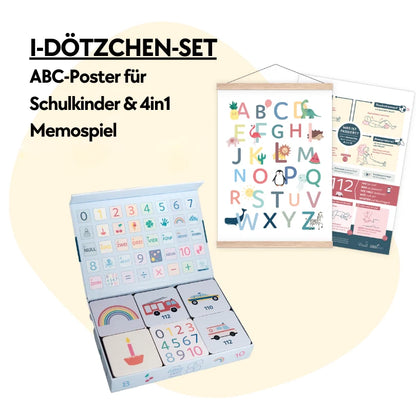 Set – ABC Poster & 4in1 Erste Hilfe Memospiel für den Schulstart