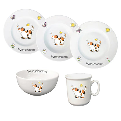 Personalisierbares Kindergeschirr-Set aus Porzellan 5 Teilig