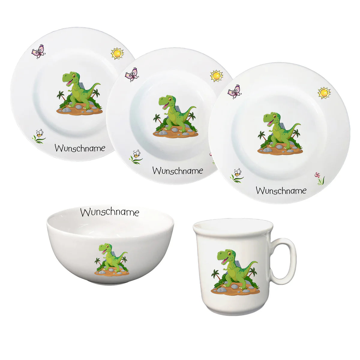 Kindergeschirr-Set aus Porzellan 5-teilig - personalisiert