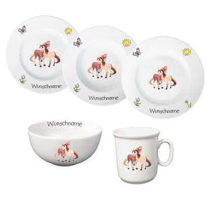 Kindergeschirr-Set aus Porzellan 5-teilig - personalisiert