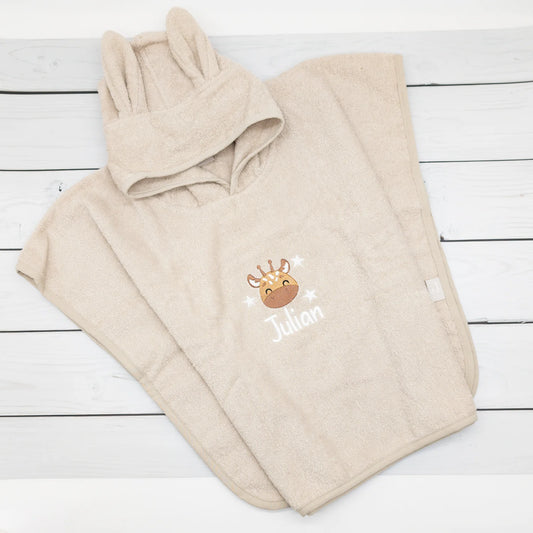 Badeponcho - Giraffe mit Sternen und Personalisierung