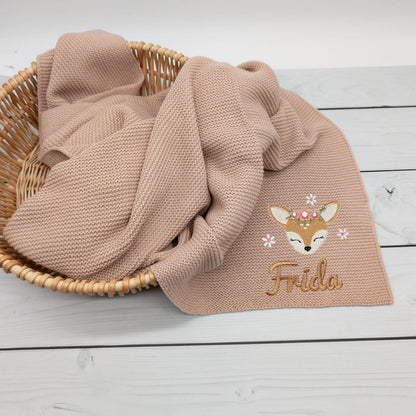 Personalisierte Babydecke mit Reh