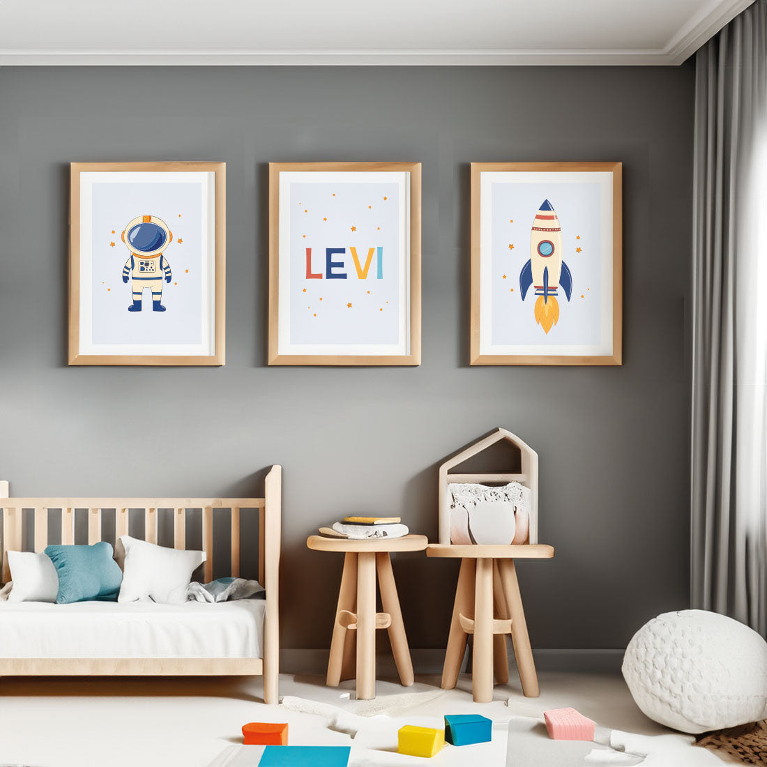 Personalisierbares Weltraum-Abenteuer 3er Poster-Set