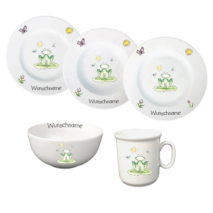 Personalisierbares Kindergeschirr-Set aus Porzellan 5 Teilig