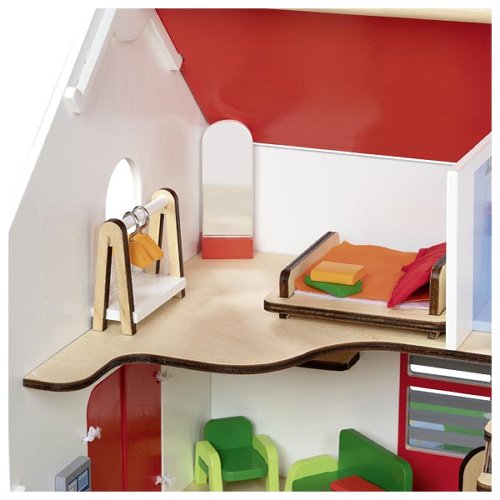 Tragbares Puppenhaus Eco House mit Zubehör – Kompaktes Holz‑Puppenhaus für kreatives Rollenspiel Loki