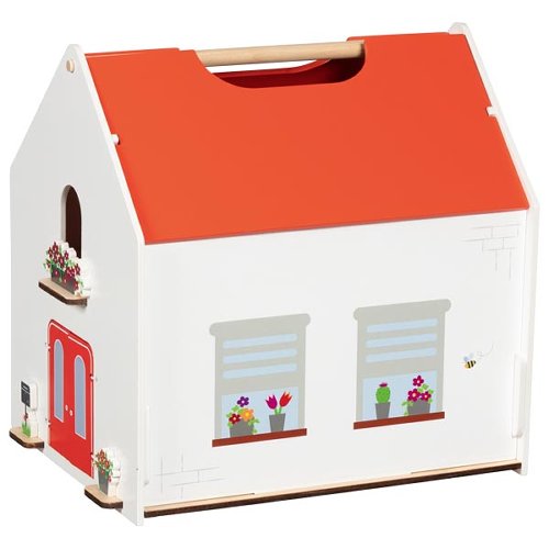 Tragbares Puppenhaus Eco House mit Zubehör – Kompaktes Holz‑Puppenhaus für kreatives Rollenspiel Loki