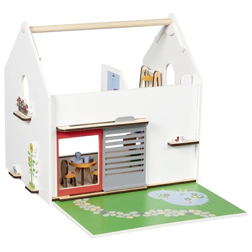 Tragbares Puppenhaus Eco House mit Zubehör – Kompaktes Holz‑Puppenhaus für kreatives Rollenspiel Loki