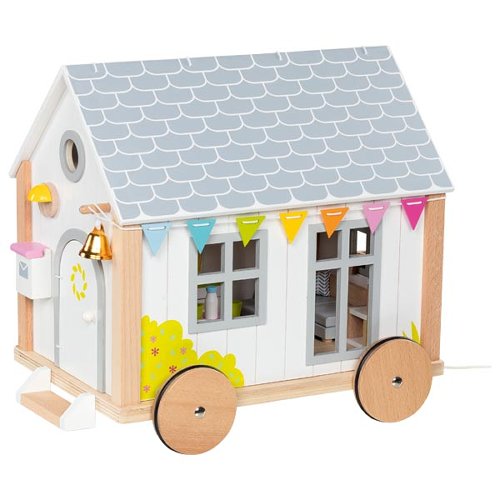 Tiny House Hygge – Holz‑Puppenhaus im Bauwagendesign mit 40‑teiligem Zubehör