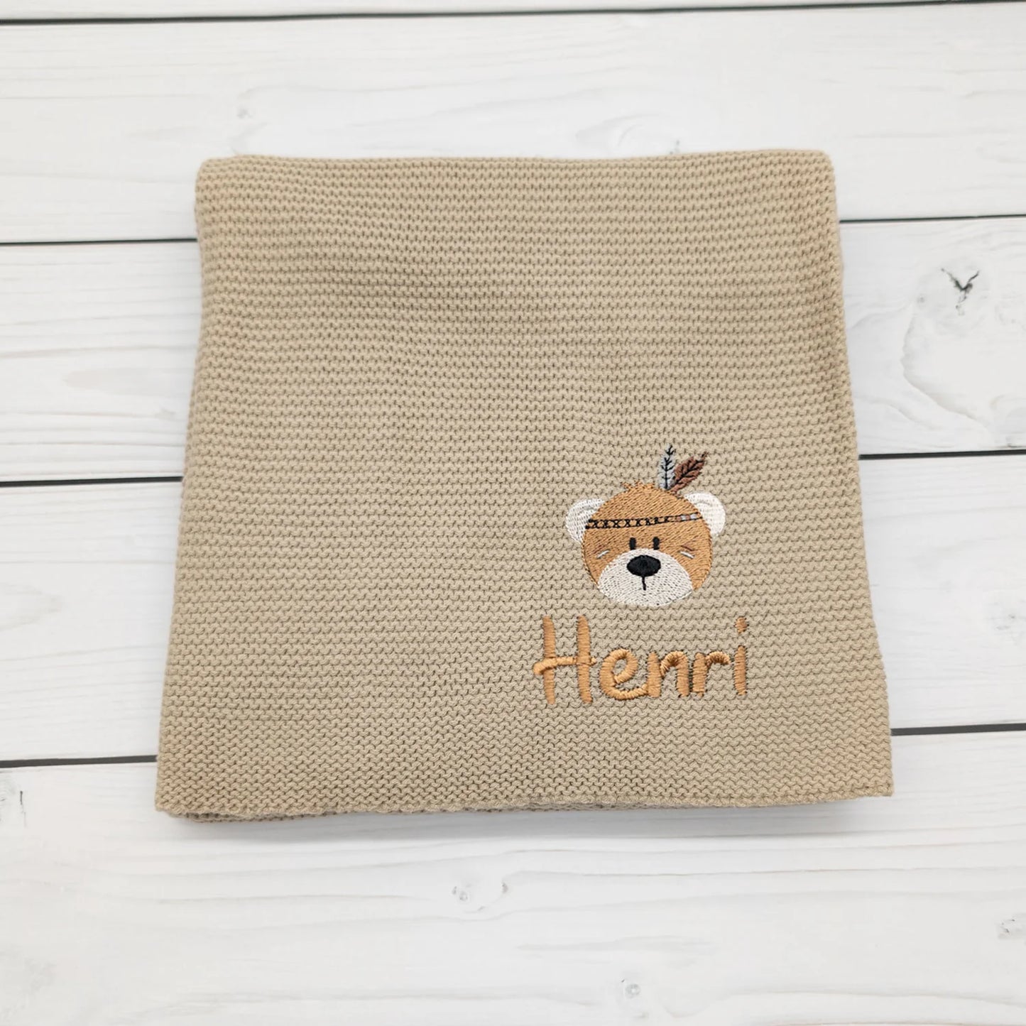 Personalisierte Babydecke mit Bär