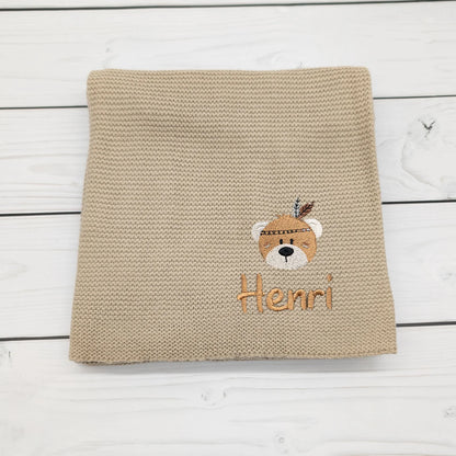Personalisierte Babydecke mit Bär