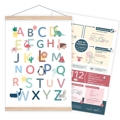 Set – ABC Poster & 4in1 Erste Hilfe Memospiel für den Schulstart