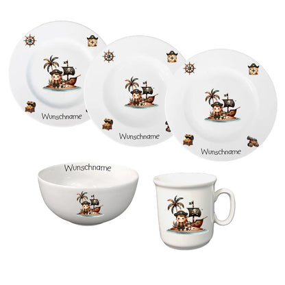 Personalisierbares Kindergeschirr-Set aus Porzellan 5 Teilig